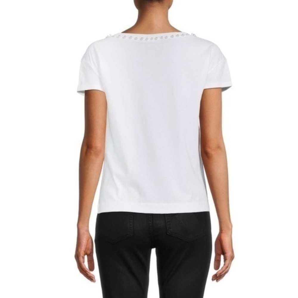 Authentic Love Moschino Faux Pearl Embellished Glittered Tee NWT - Picture 7 of 14